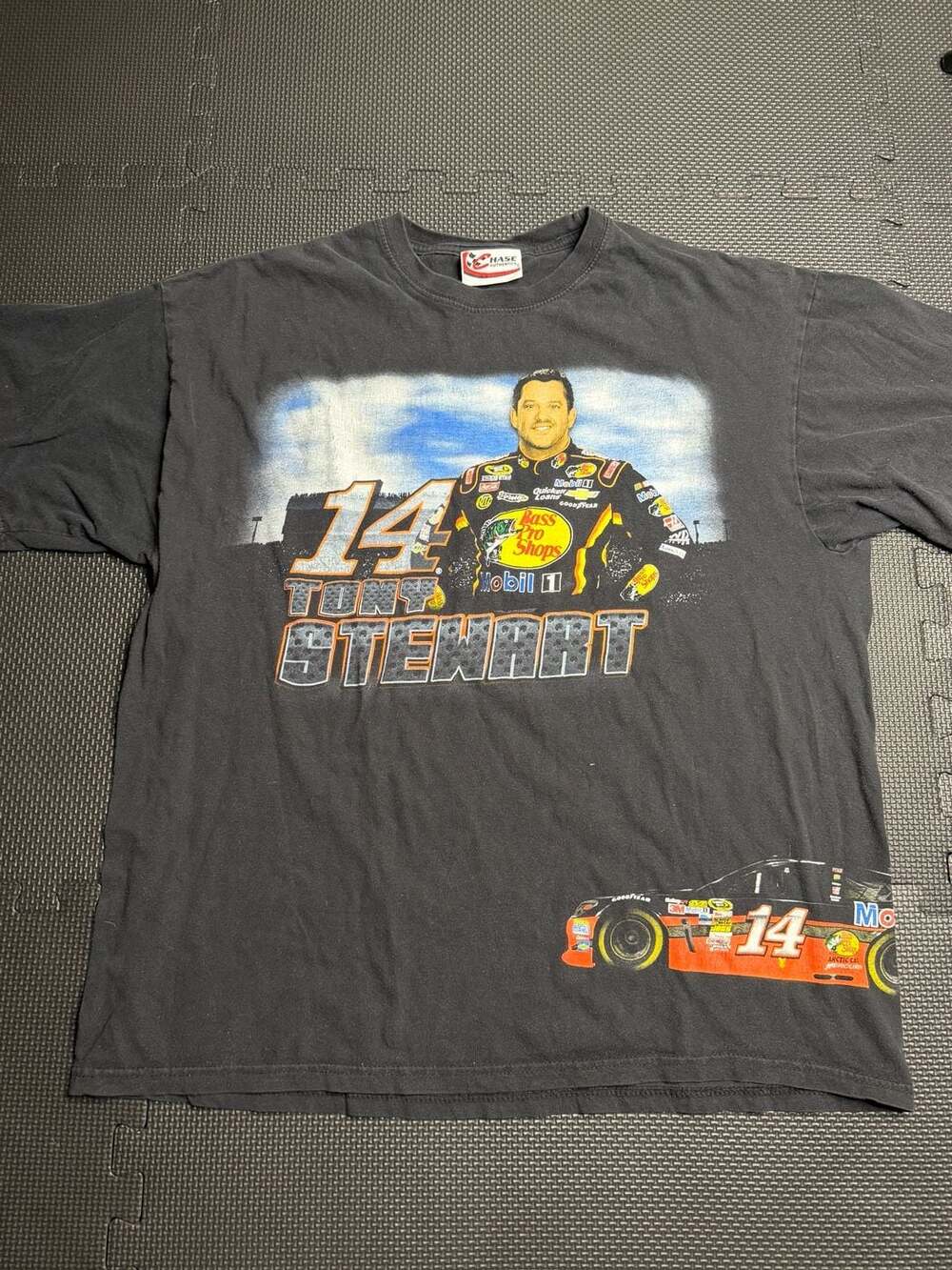 Chase Authentics Tony Stewart NASCAR T-Shirt Black Graphic Double Sided